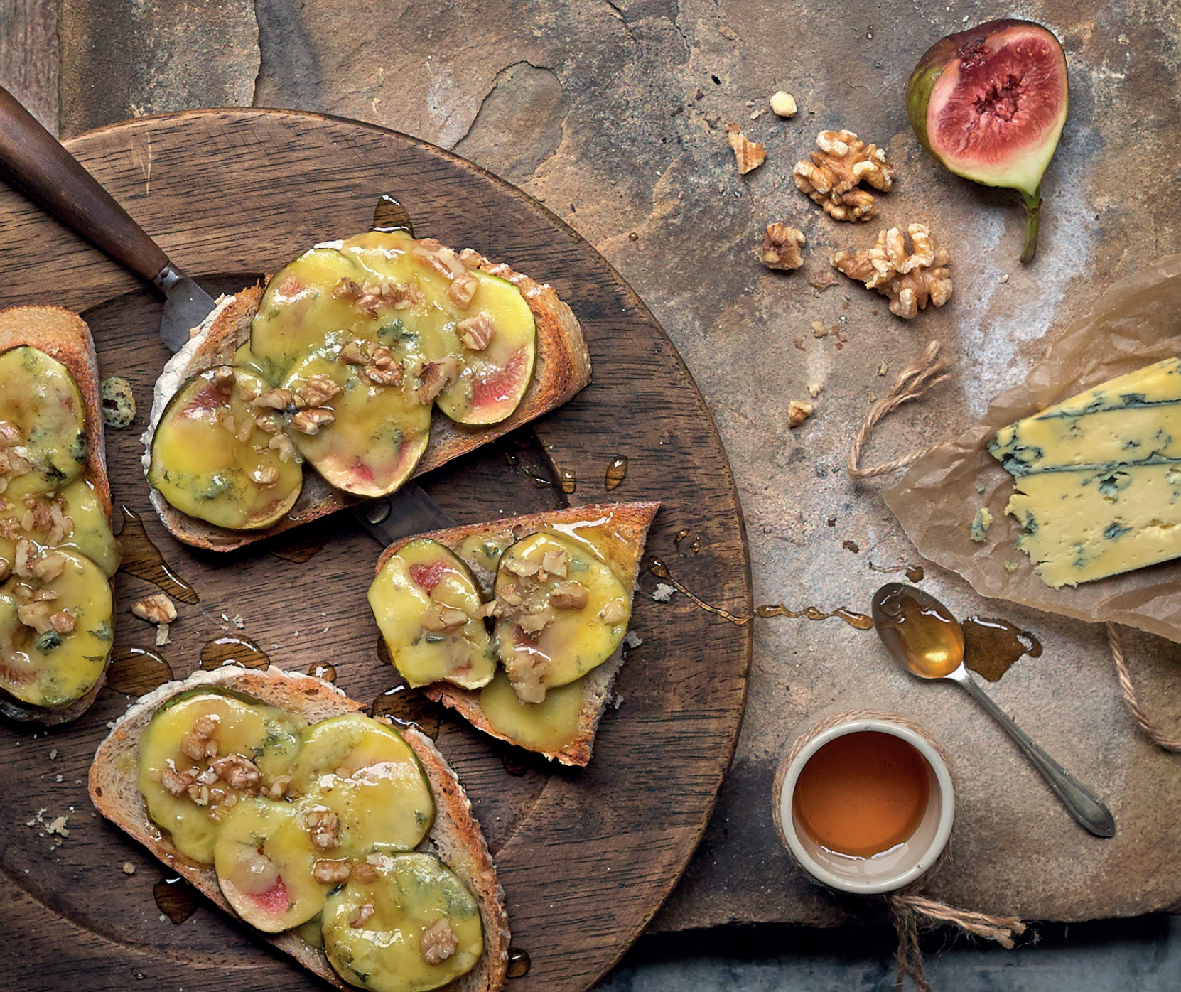 Sourdough Toast with Yorkshire Blue, Figs, Walnuts & Honey