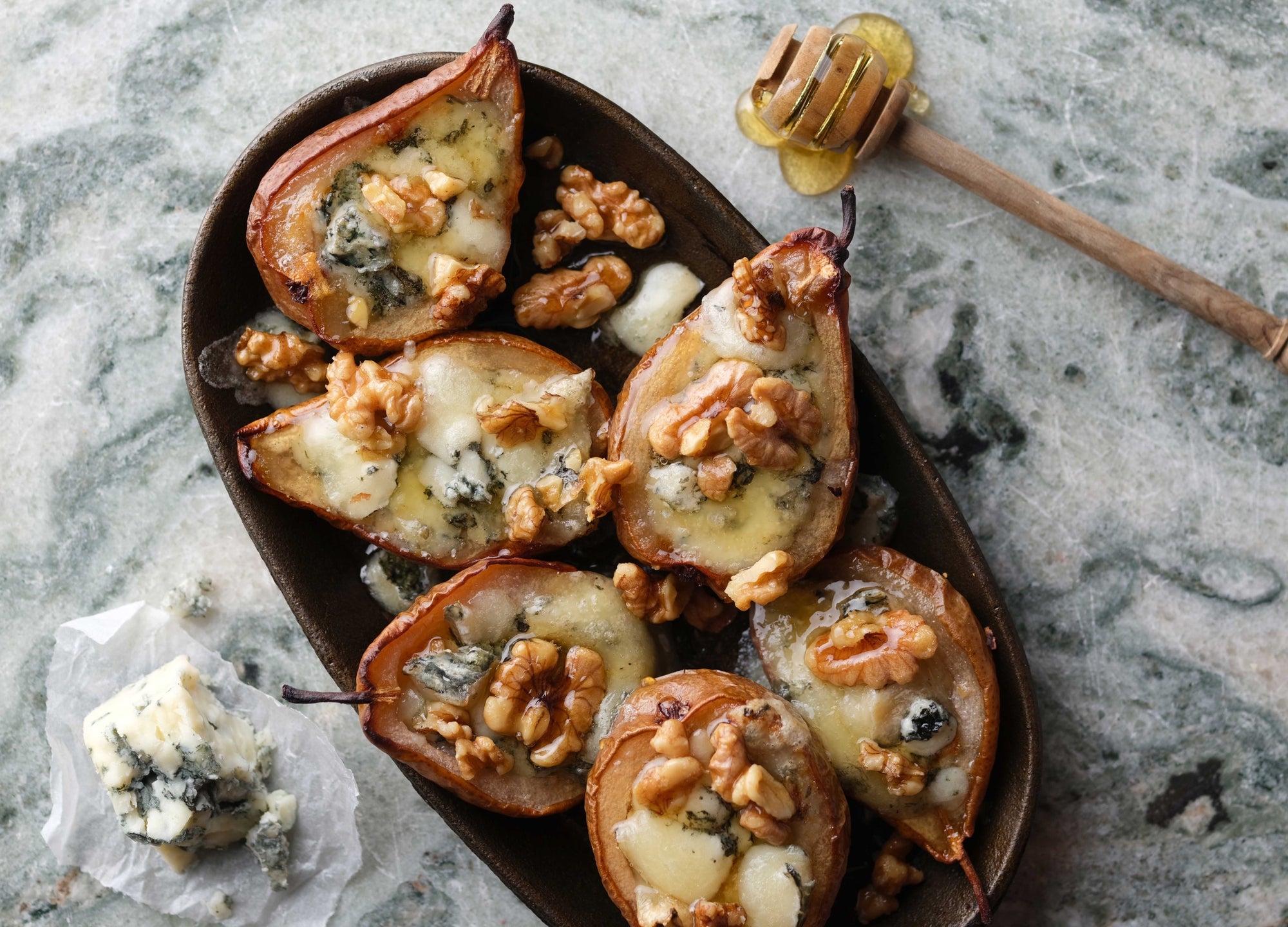 Baked Pears with Mrs Bell’s Blue & Honey