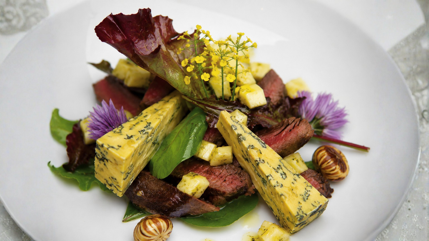 Andrew Pern's Swaledale Lamb & Harrogate Blue Salad with a Warm Apple & Hazelnut Dressing