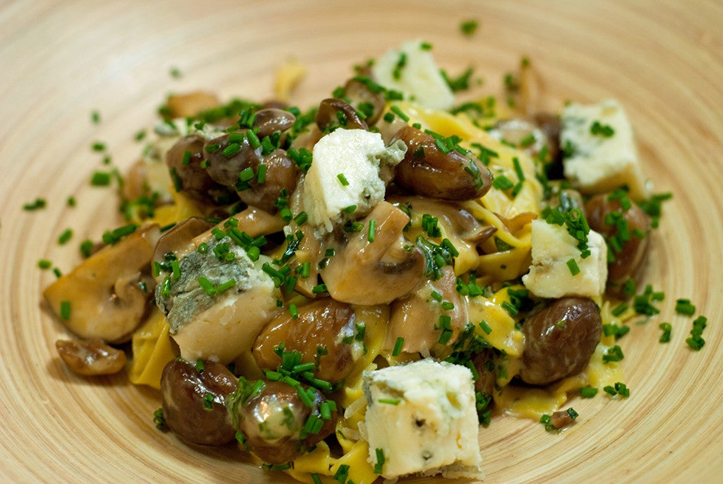 Mrs Bell's Blue Wild Mushroom Tagliatelle