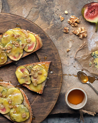 Sourdough Toast with Yorkshire Blue, Figs, Walnuts & Honey