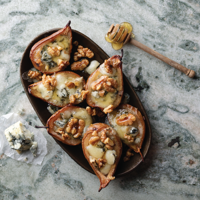 Baked Pears with Mrs Bell’s Blue & Honey